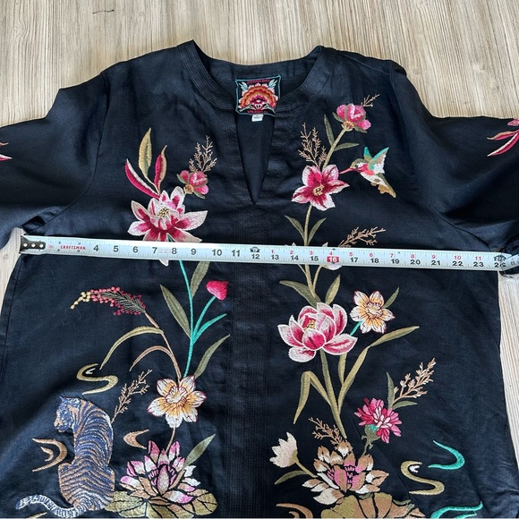 Johnny Was// JWLA Maise Easy V neck Blouse Embroidered Boho Black Size XL - Picture 9 of 11